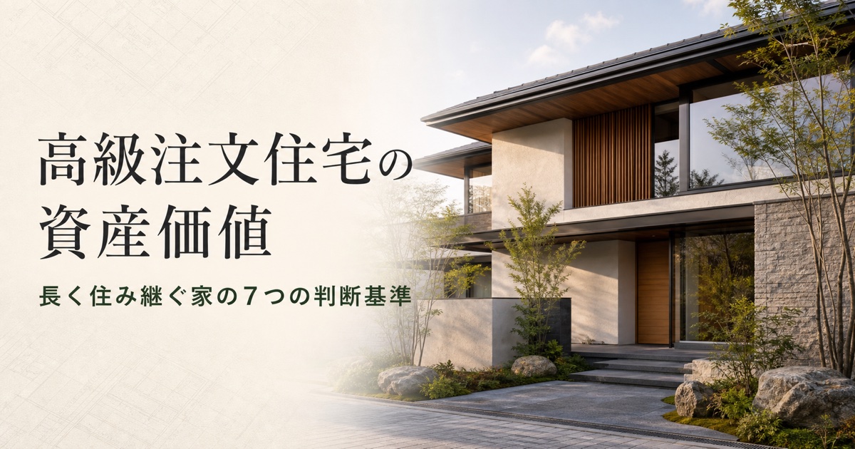 高級注文住宅の資産価値と長く住み継ぐ家の判断基準を伝える、木と石を生かした現代住宅のイメージ